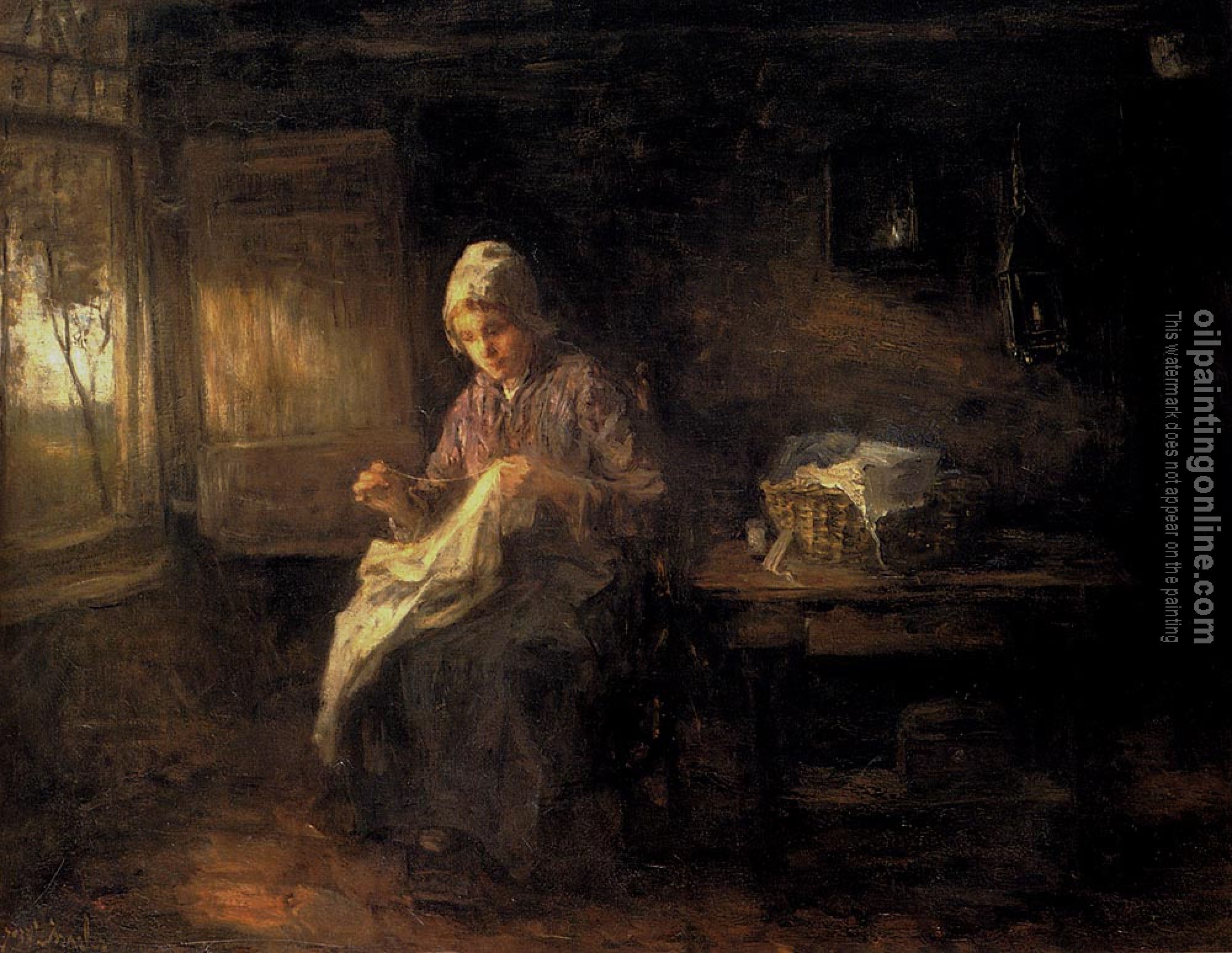 Jozef Israels - A Woman Sewing